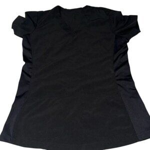 Womens Black V-Neck Scrub Top With Pockets